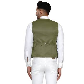 Green plain cotton nehru-jacket 4