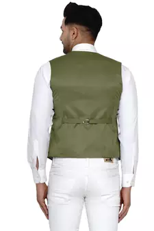 Green plain cotton nehru-jacket