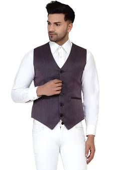 Purple plain cotton nehru-jacket