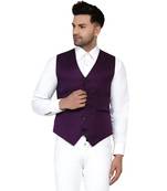 Purple plain cotton nehru-jacket