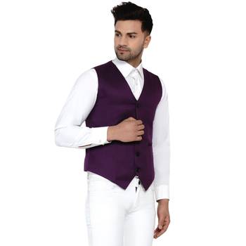Purple plain cotton nehru-jacket 2