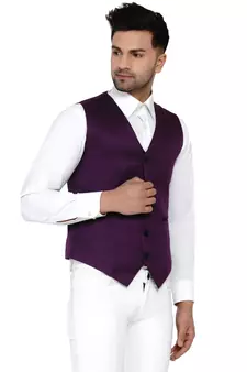 Purple plain cotton nehru-jacket