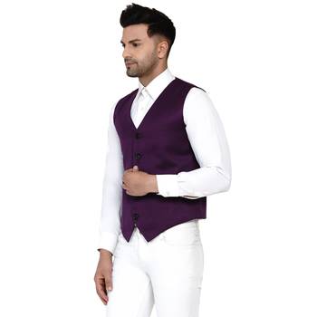 Purple plain cotton nehru-jacket 3