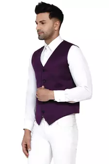 Purple plain cotton nehru-jacket