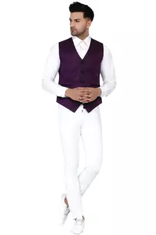 Purple plain cotton nehru-jacket