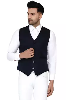 Blue plain cotton nehru-jacket