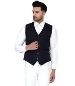Blue plain cotton nehru-jacket