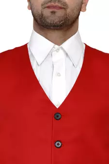 Red plain cotton nehru-jacket