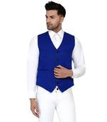 Blue plain cotton nehru-jacket