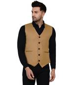 Brown plain cotton nehru-jacket