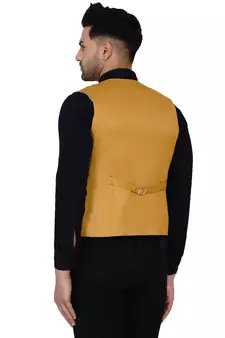 Gold plain cotton nehru-jacket