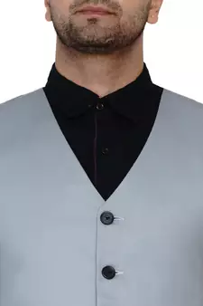 Grey plain cotton nehru-jacket