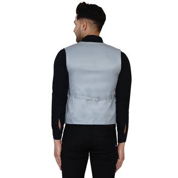 Grey plain cotton nehru-jacket 5