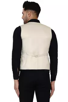 Beige plain cotton nehru-jacket