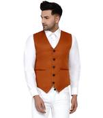 Gold plain cotton nehru-jacket

