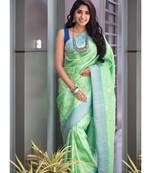 Mint Green woven banarasi saree with blouse