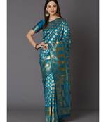 Tarquiose woven silk blend saree with blouse