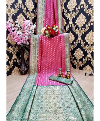 pink woven banarasi saree with blouse 1