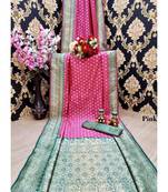 pink woven banarasi saree with blouse