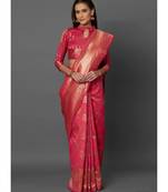 pink woven banarasi saree with blouse