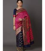 Magenta woven banarasi saree with blouse