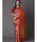 Orange Soft Silk Woven DesignerTraditional Saree