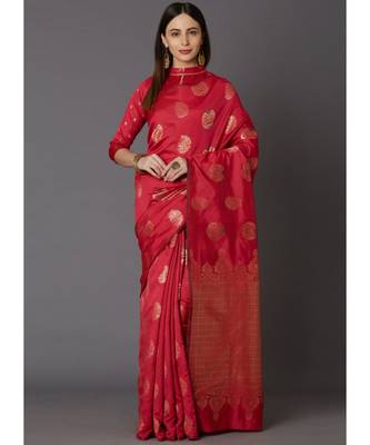 Pink Soft Silk Woven DesignerTraditional Saree 1