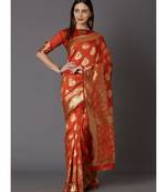 Orange Soft Silk Woven DesignerTraditional Saree