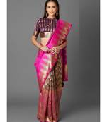 Pink Soft Silk Zari Work Designer Saree