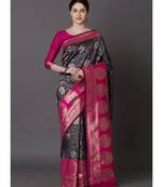 Navy Blue Banarasi Silk Weaving Designer Saree