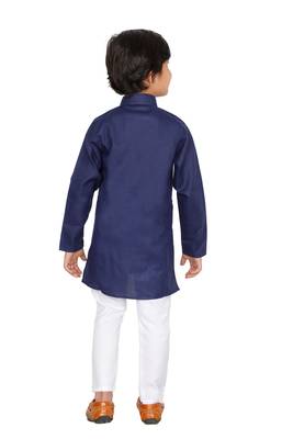Navyblue plain blended cotton boys-kurta-pyjama 2