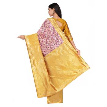 Purple woven silk saree with blouse 4