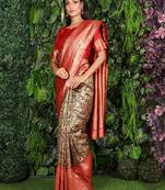 Black woven silk saree with blouse