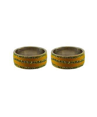  Light Brown Stone Stud Brass Bangle 2