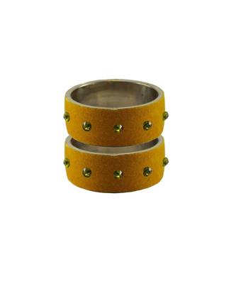  Light Brown  Stone Stud Brass Bangle 1
