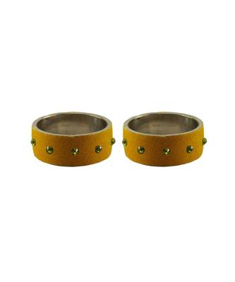  Light Brown  Stone Stud Brass Bangle 2