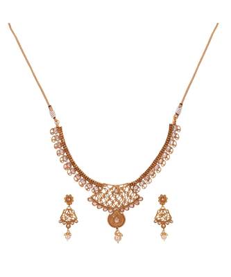 Gold gold plated Brass Alloy   Necklace with   Pair Earrings 1
