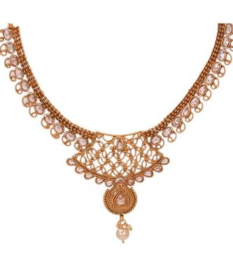 Gold gold plated Brass Alloy   Necklace with   Pair Earrings 3