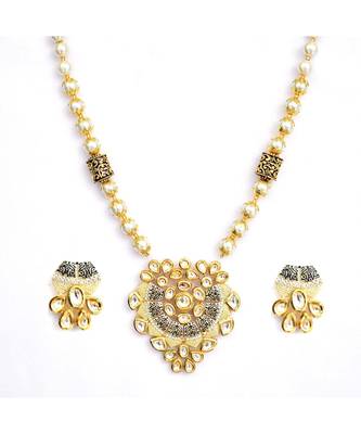 Gold plated Brass Alloy Necklace with   Pair Earrings 1