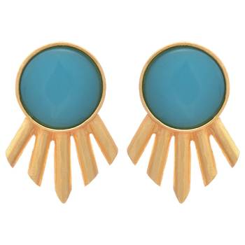 Gold Copper Antique Gold Plated Sunburst Stud Earrings 1