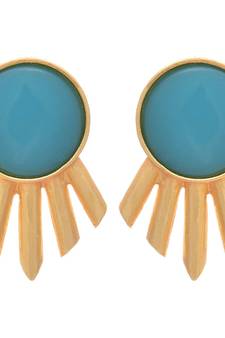 Gold Copper Antique Gold Plated Sunburst Stud Earrings