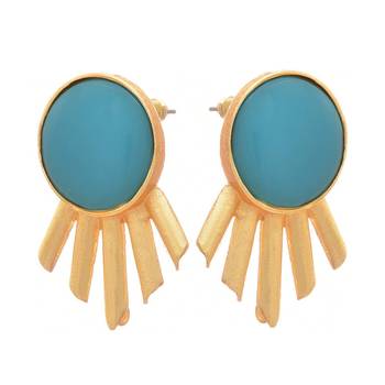 Gold Copper Antique Gold Plated Sunburst Stud Earrings 2