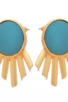 Gold Copper Antique Gold Plated Sunburst Stud Earrings