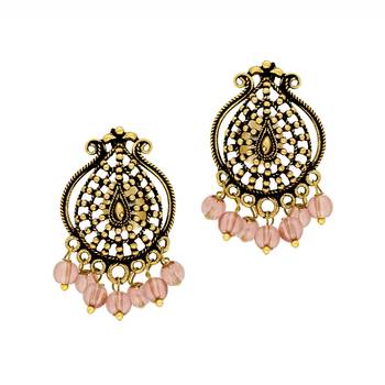 Purple Puwai Oxidised Gold Plated Stud Earrings 1