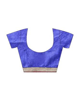 Blue Embroidered art silk saree with blouse 4