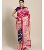 Blue woven art silk saree with blouse