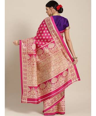 Blue woven art silk saree with blouse 2