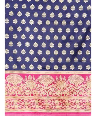 Blue woven art silk saree with blouse 3