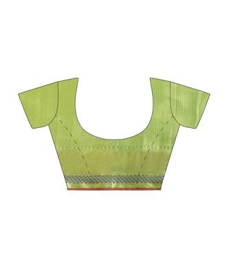 Green woven art silk saree with blouse 4