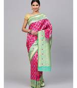 Magenta woven art silk saree with blouse